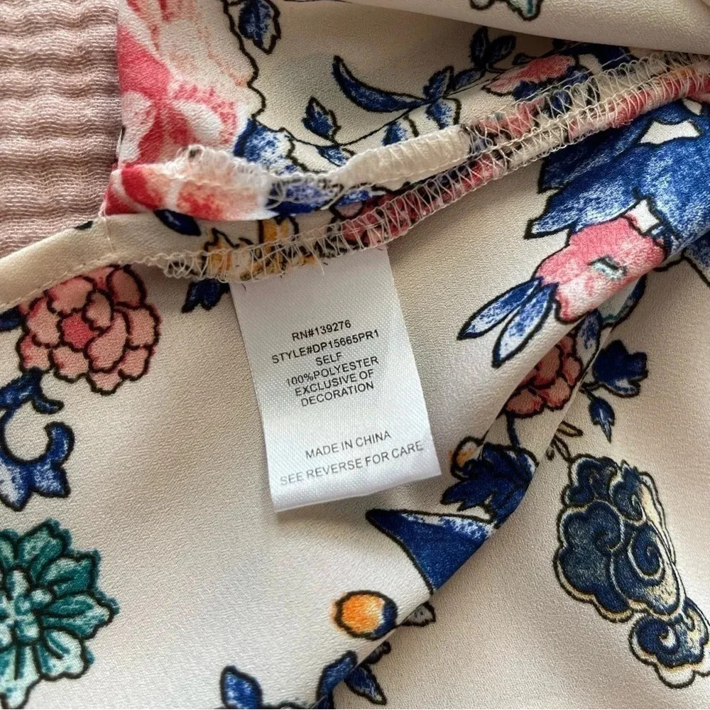 Daniel Rainn Cream Floral Sleeveless Blouse Women’s Petite Medium - Picture 8 of 8